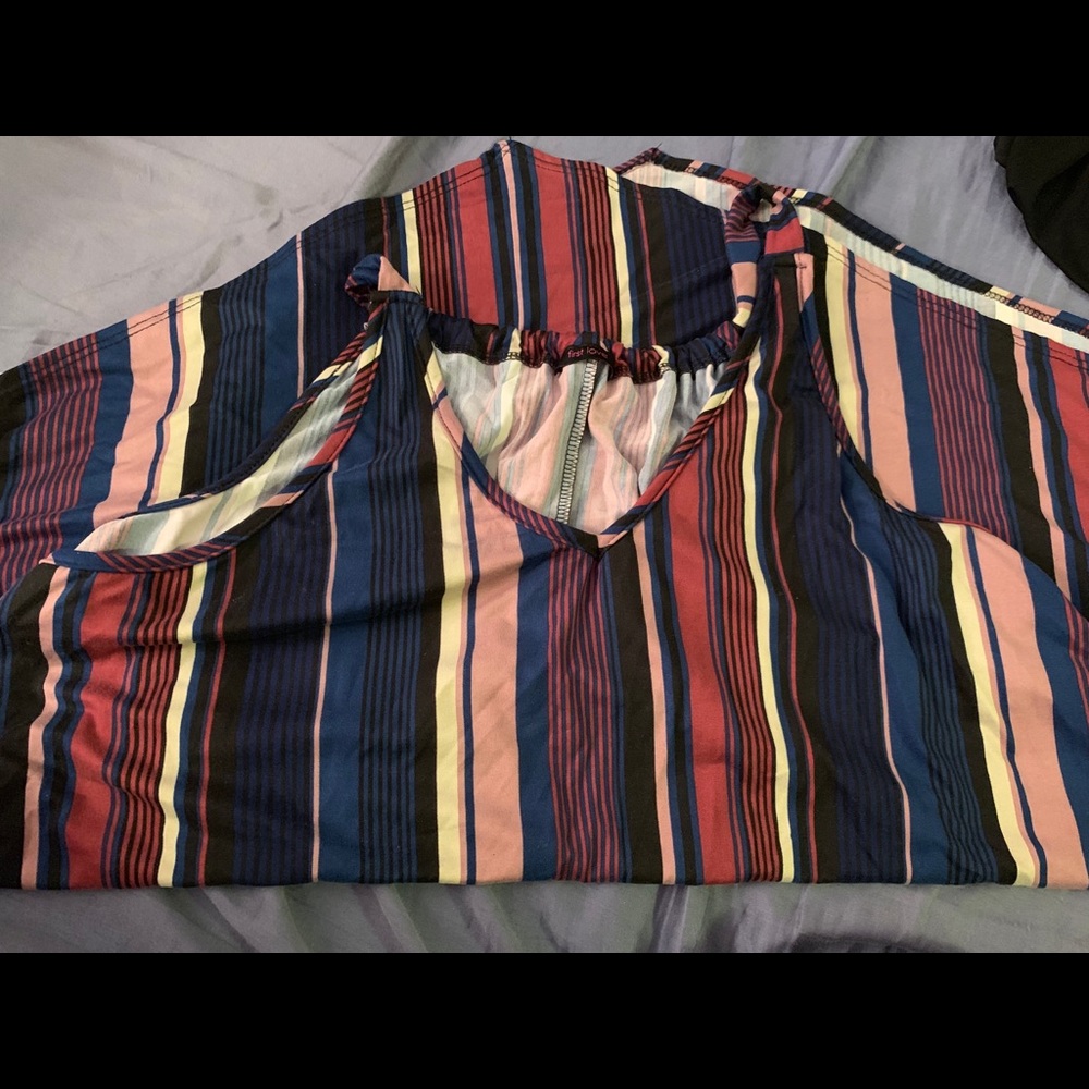 Striped tank top, Handkerchief bottom size 2x